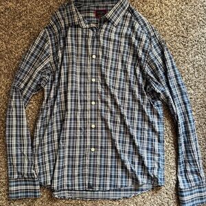 UNTUCKit Navy and White Plaid Casual Shirt